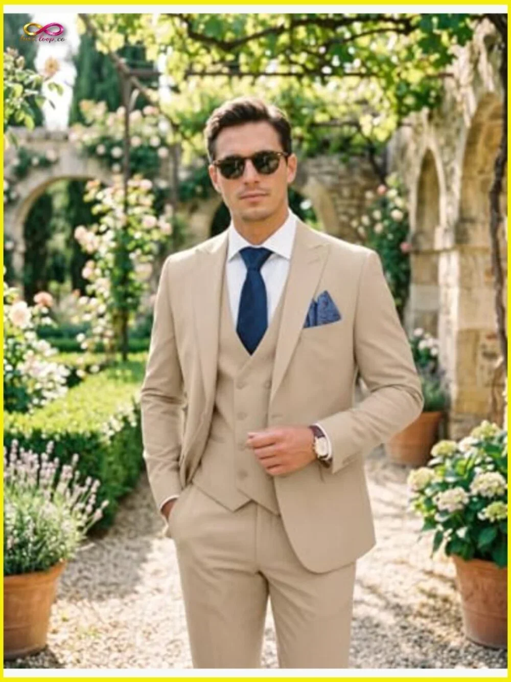 Slim Fit Double Breasted Suit Set Blazer Vest Pants Formal Business Tuxedo